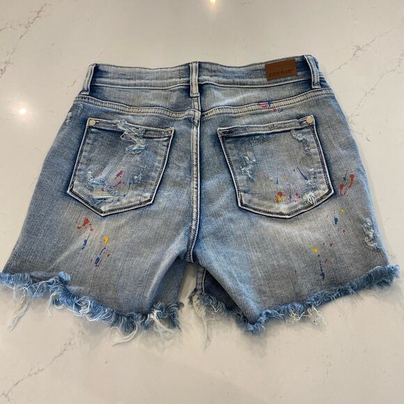 Judy Blue Mid-Rise Rainbow Paint Splash Jean Shorts Size Small - Picture 2 of 7